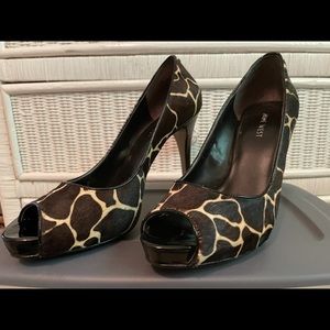 Giraffe Print Open Toed Heels